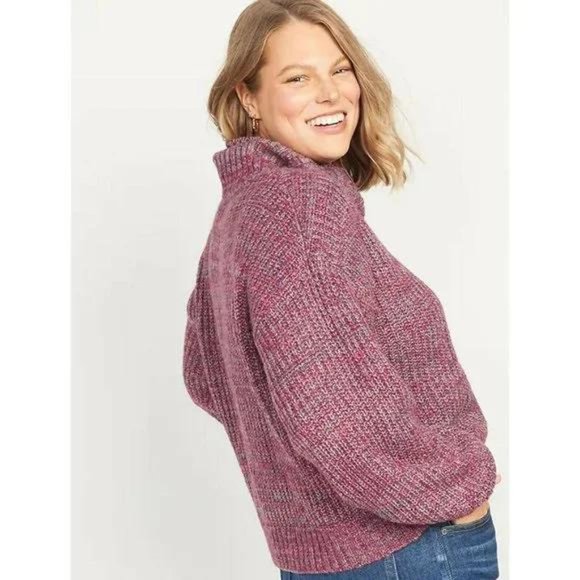 Old Navy Womens Marled Shaker Stitch Turtleneck Sweater for Women - Picture 2 of 3